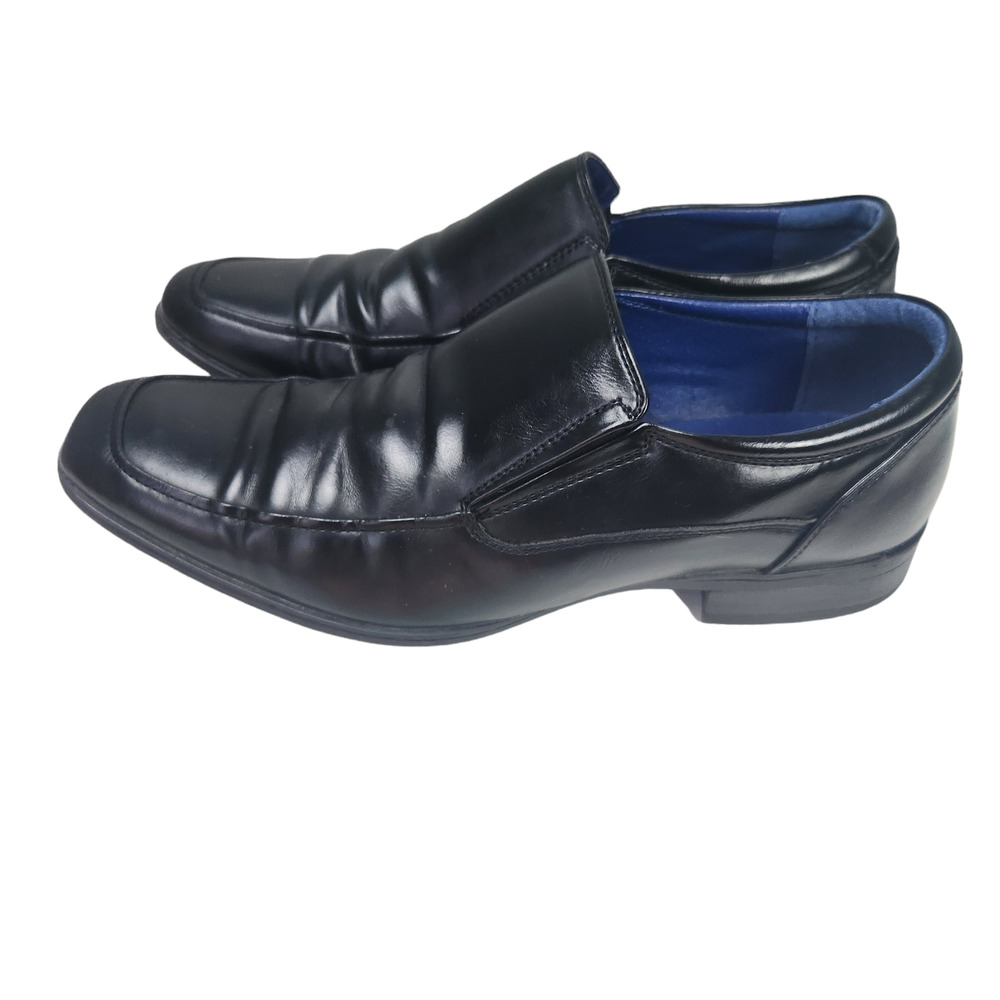 SM New York Shoes Mens Size 8.5 Slip On Loafer Black Manmade Finn - Picture 2 of 11